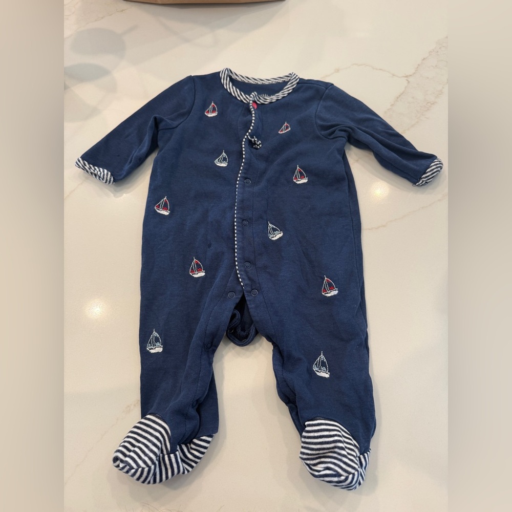 Little Me blue sailor footie